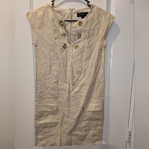 J. Crew Gold Metallic 100% Linen Shift Dress with Grommets Women's